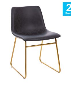 Flash Furniture Commercial Grade Dining Chairs, Gray/Gold, Set Of 2 Chairs 2