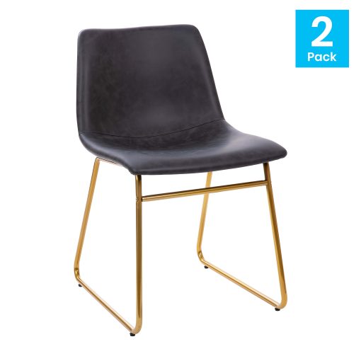 Flash Furniture Commercial Grade Dining Chairs, Gray/Gold, Set Of 2 Chairs - Image 2