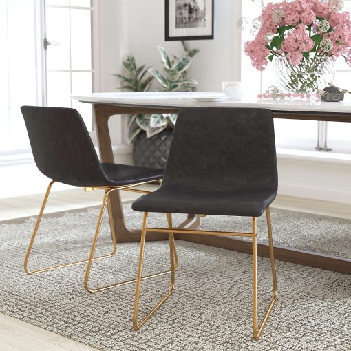 Flash Furniture Commercial Grade Dining Chairs, Gray/Gold, Set Of 2 Chairs