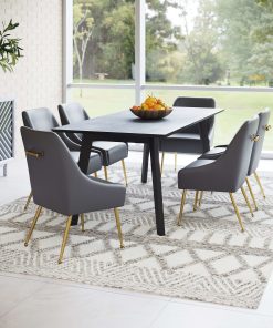 Zuo Maxine Dining Accent Chair, Gray/Gold 2
