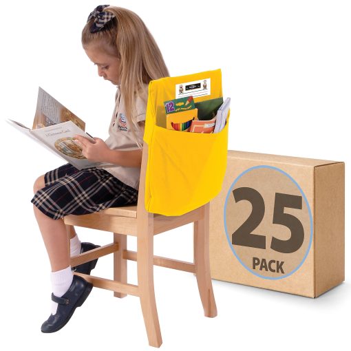 Victor Seat Sack® Chair Cover Classroom Pack, 14" x 1/2", Yellow, Pack Of 25 Covers - Image 2