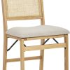 Powell Menlo Rattan Cane Folding Chair, Beige/Natural