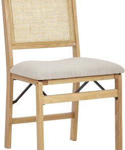 Powell Menlo Rattan Cane Folding Chair, Beige/Natural