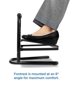 Mount-It! Adjustable Under Desk Footrest With Massaging Rollers, 15-3/4” x 14-7/16”, Black 2