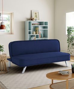 Lifestyle Solutions Turlock Convertible Futon, 66.1″W x 33.1″D x 29″H, Navy 2