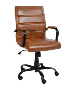 Flash Furniture LeatherSoft™ Faux Leather Mid-Back Office Chair, Brown/Black/Chrome