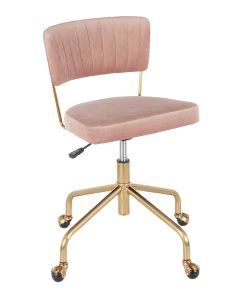 LumiSource Tania Mid-Back Task Chair, Gold/Pink 2