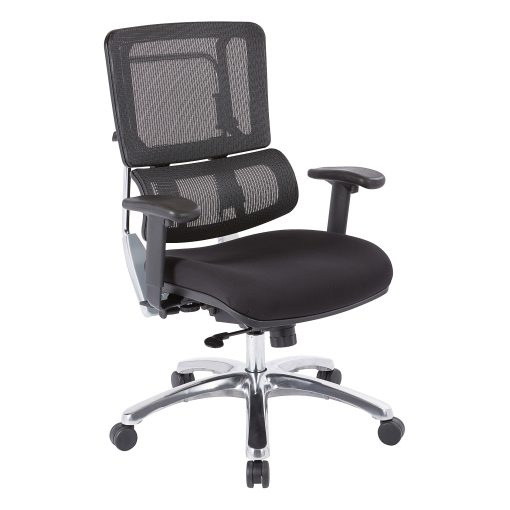 Office Star Pro Line II Pro X996 Vertical Mesh High Back Chair, Black/Coal Black FreeFlex /Polished Aluminum - Image 2