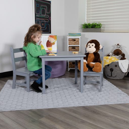Flash Furniture Kids 3-Piece Table And Chair Set, Gray - Image 2