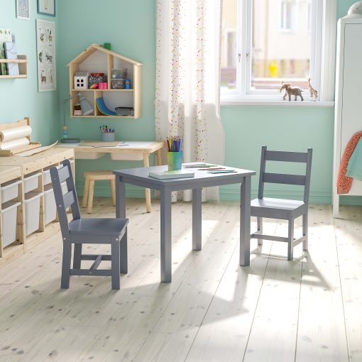 Flash Furniture Kids 3-Piece Table And Chair Set, Gray