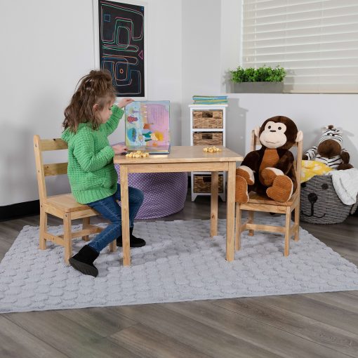 Flash Furniture Kids 3-Piece Table And Chair Set, Natural - Image 2