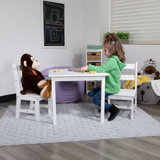 Flash Furniture Kids 3-Piece Table And Chair Set, White - Image 2