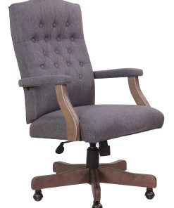Boss Office Products Tufted Ergonomic Fabric High-Back Office Chair, Slate Gray/Driftwood 2
