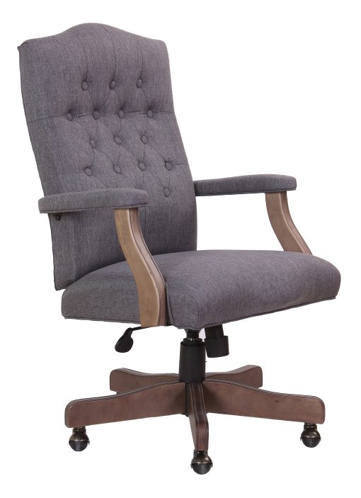 Boss Office Products Tufted Ergonomic Fabric High-Back Office Chair, Slate Gray/Driftwood - Image 2