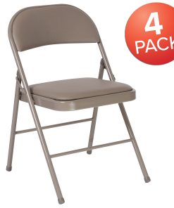 Flash Furniture Hercules Double-Braced Vinyl Folding Chairs, Set Of 4 Folding Chairs, Gray 2