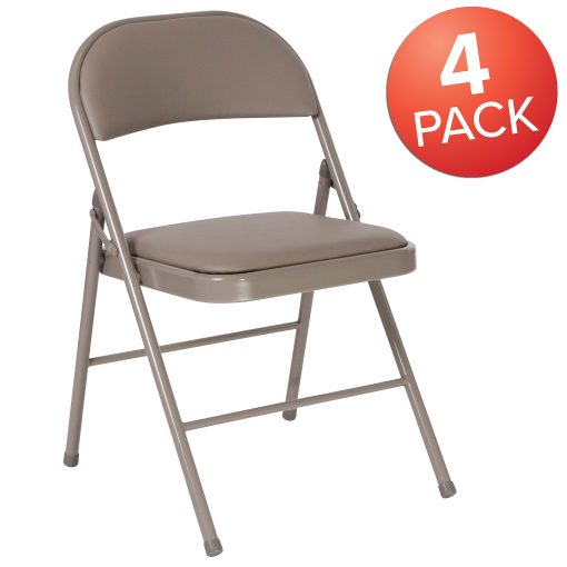 Flash Furniture Hercules Double-Braced Vinyl Folding Chairs, Set Of 4 Folding Chairs, Gray - Image 2