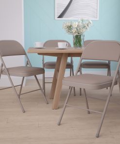 Flash Furniture Hercules Double-Braced Vinyl Folding Chairs, Set Of 4 Folding Chairs, Gray