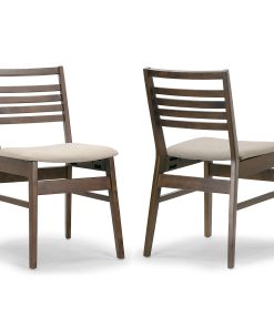 Glamour Home Audrey Upholstered Fabric Dining Accent Chairs, Beige/Brown, Pack Of 2 Chairs 2