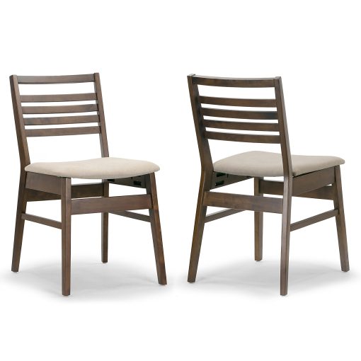 Glamour Home Audrey Upholstered Fabric Dining Accent Chairs, Beige/Brown, Pack Of 2 Chairs - Image 2