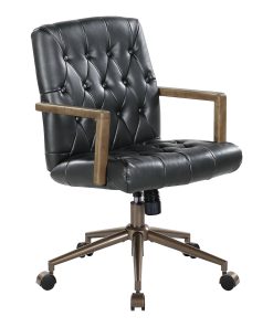 Office Star Waltham Faux Leather High-Back Executive Office Chair, Black