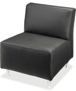 Lorell® Fuze Modular Bonded Leather Armless Lounge Chair, Black