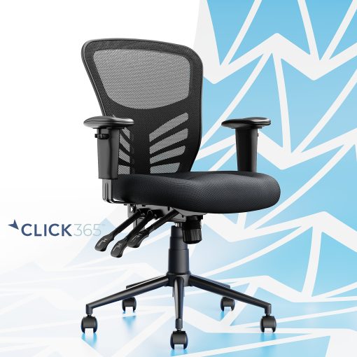 Click365 Flow Ergonomic Mesh Mid-Back Office Task Chair, Black - Image 2