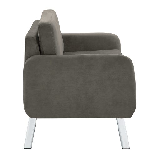 Office Star Lounge Loveseat, 33-1/2”H x 48”W x 28-3/4”D, Charcoal/Chrome - Image 2