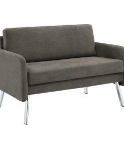 Office Star Lounge Loveseat, 33-1/2”H x 48”W x 28-3/4”D, Charcoal/Chrome