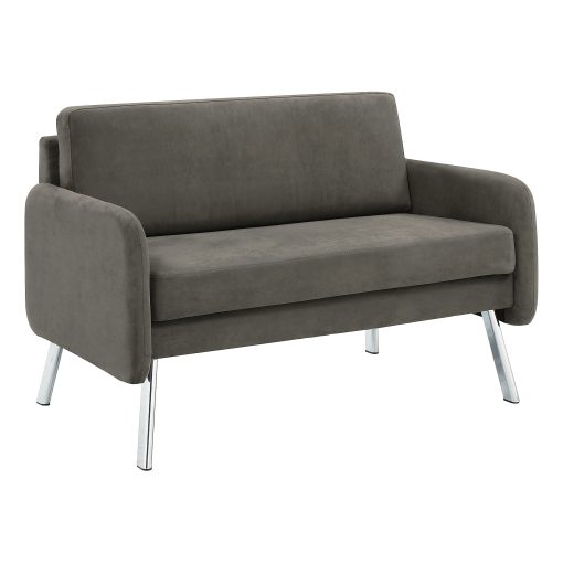 Office Star Lounge Loveseat, 33-1/2”H x 48”W x 28-3/4”D, Charcoal/Chrome