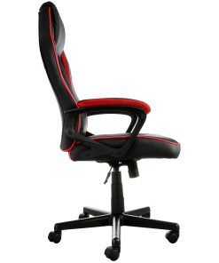 Elama Faux Leather/Mesh/Fabric High-Back Adjustable Office Task Chair, Black/Red Trim 2