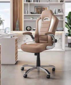 Techni Mobili Ergonomic Faux Leather High-Back Executive Office Chair, Camel 2