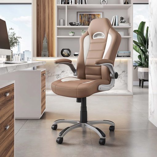 Techni Mobili Ergonomic Faux Leather High-Back Executive Office Chair, Camel - Image 2