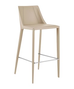 Eurostyle Kalle Faux Leather Bar Stool With Back, Light Gray 2