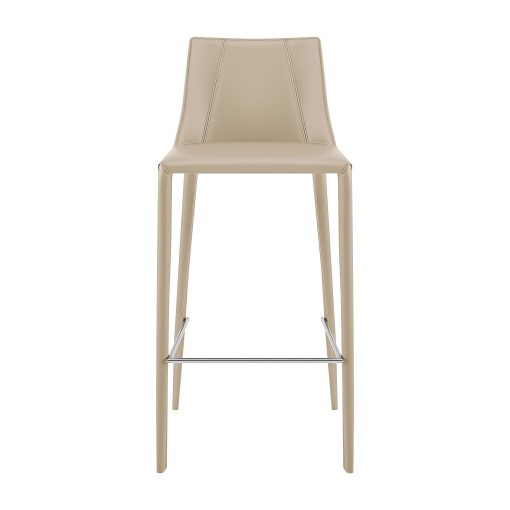 Eurostyle Kalle Faux Leather Bar Stool With Back, Light Gray