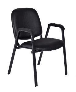 Regency Ace Vinyl Stacking Chair With Arms, Black