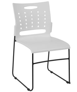 Flash Furniture Sled-Base Stacking Chair With Handle And Air-Vent Back, White/Black 2
