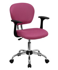 Flash Furniture Mesh Mid-Back Swivel Task Chair With Arms, Pink/Silver