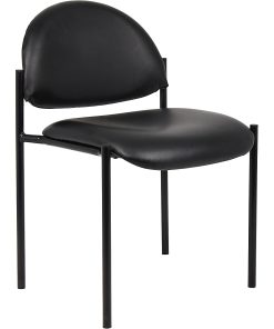 Boss Office Products Padded Stacking Chair, Caressoft™ Vinyl, Black 2