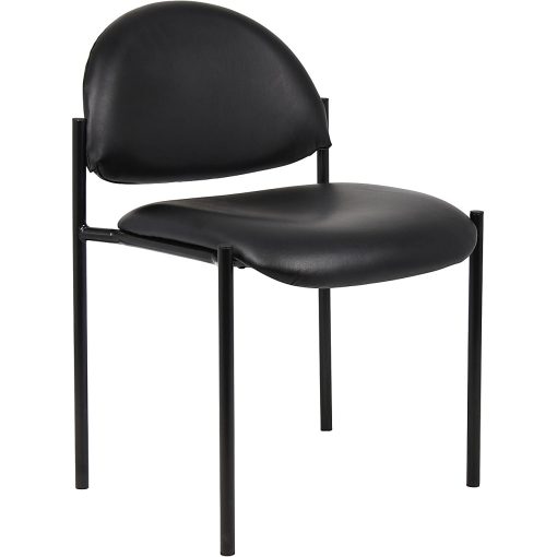 Boss Office Products Padded Stacking Chair, Caressoft™ Vinyl, Black - Image 2