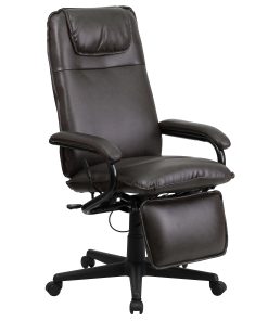 Flash Furniture Ergonomic LeatherSoft™ Faux Leather High-Back Reclining Swivel Chair, Brown/Black 2