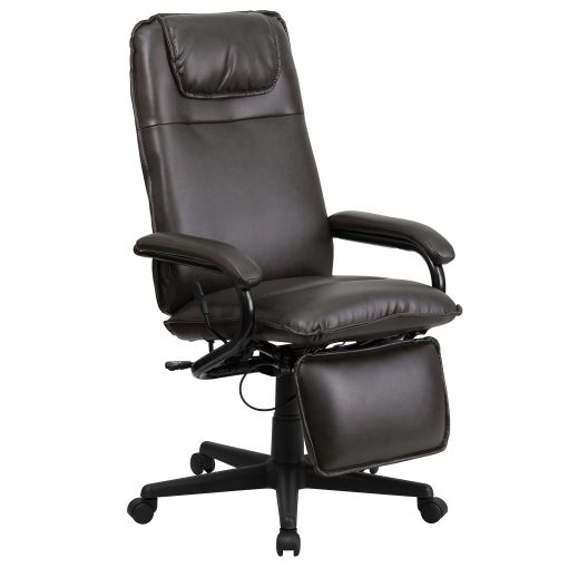 Flash Furniture Ergonomic LeatherSoft™ Faux Leather High-Back Reclining Swivel Chair, Brown/Black - Image 2