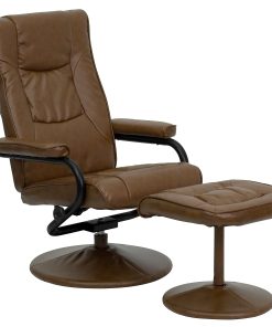 Flash Furniture Contemporary Recliner With Wrapped Base Ottoman, Palimino/Black 2