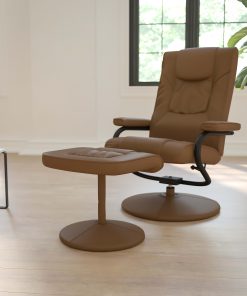 Flash Furniture Contemporary Recliner With Wrapped Base Ottoman, Palimino/Black