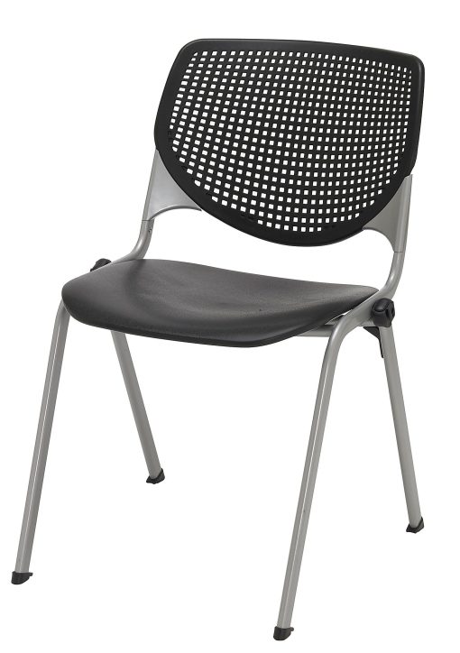 KFI Studios KOOL  With Casters Plastic Seat, Plastic Back Stacking Chair, 22" Seat Width, Black Seat/Silver Frame, Quantity: 1 - Image 2