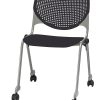 KFI Studios KOOL  With Casters Plastic Seat, Plastic Back Stacking Chair, 22" Seat Width, Black Seat/Silver Frame, Quantity: 1