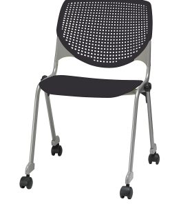KFI Studios KOOL  With Casters Plastic Seat, Plastic Back Stacking Chair, 22" Seat Width, Black Seat/Silver Frame, Quantity: 1