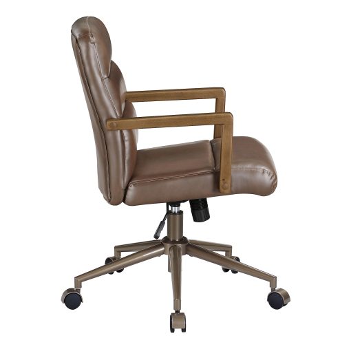 Office Star Henfield Faux Leather High-Back Executive Office Chair, Chocolate - Image 2