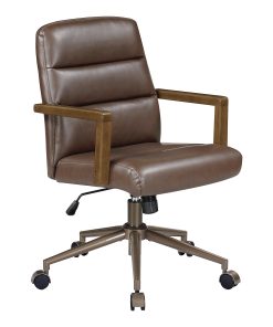 Office Star Henfield Faux Leather High-Back Executive Office Chair, Chocolate