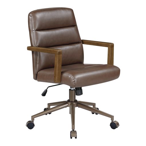 Office Star Henfield Faux Leather High-Back Executive Office Chair, Chocolate