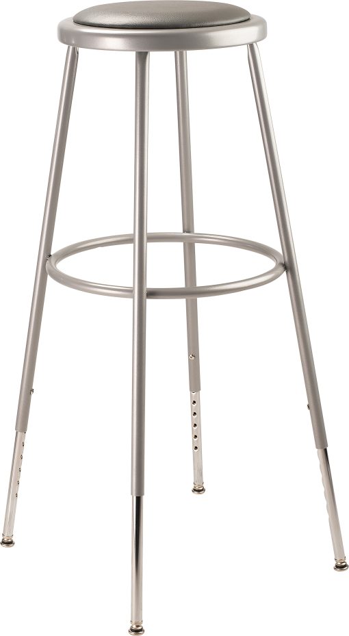 National Public Seating Adjustable Vinyl-Padded Task Stool, 30 1/2" - 38 1/2"H, Gray - Image 2